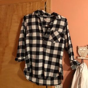 Plaid shirt half button up